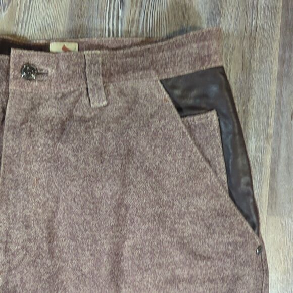 89 Davoucci Mens Loose Fit Heavy Duty Leather Jean Pant 34 X 34 Brown Vintage - Picture 6 of 16